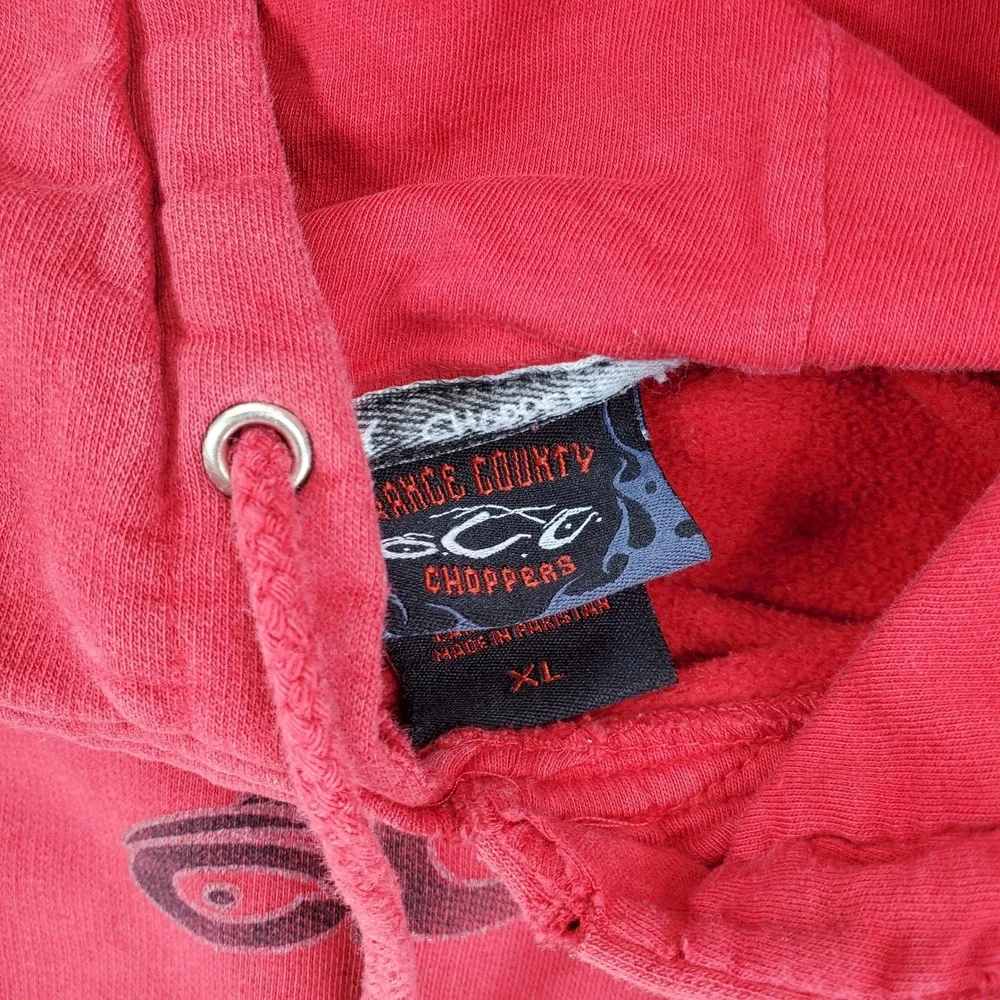 Orange County‎ Choppers Hoodie Men XL Red Biker Graphic Distressed Pullover OCC